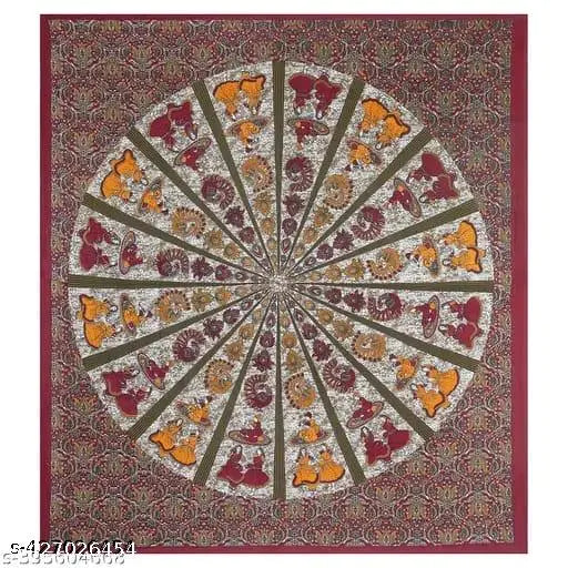 Comfortable Jaipuri hand-printed cotton flat sheets with 2 matching pillow covers, ideal for summer. Luxurious Indian-made bedding with vibrant patterns