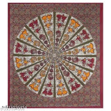 Comfortable Jaipuri hand-printed cotton flat sheets with 2 matching pillow covers, ideal for summer. Luxurious Indian-made bedding with vibrant patterns