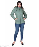 Indian-origin solid women's jacket with hoodie, featuring pockets and inner fur for warmth
