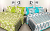 Vibrant double cotton bedsheets by BedZone, ideal for summer - set includes 4 pillow covers, 2 packs, made in India