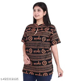Mahakaal printed cotton T-shirt kurta, vibrant and fashionable for men and women with long sleeves. Indian-made, size XL (31 in) or XXL (32 in)