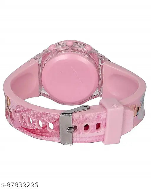 HTM baby pink unicorn LED glowing digital watch with music and light, durable plastic build, multi-color dial on silicon band, suitable for ages 3+