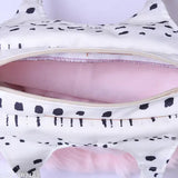 Stylish fur-printed net clutch bag for girls and women, accessory on black background