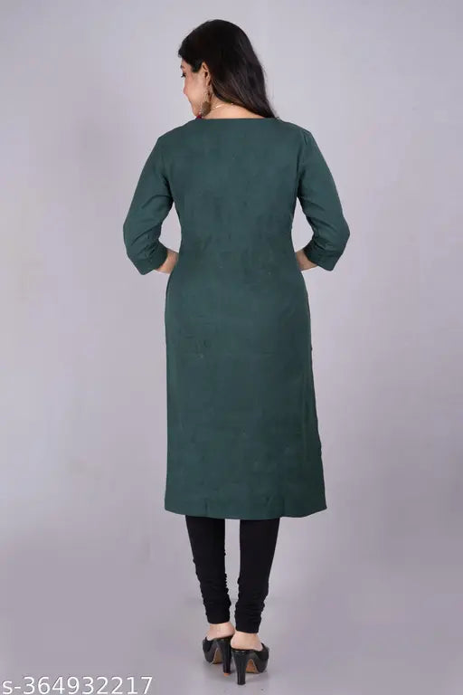 Warm, three-quarter sleeve Tendy wool kurti. Women's winter fashion essential, premium quality, handmade craftsmanship, cozy and stylish