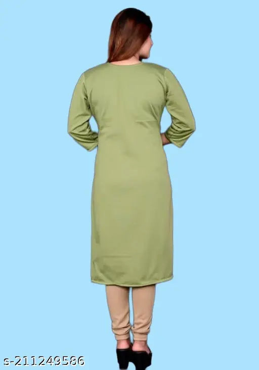 Red woolen embroidered kurti, three-quarter sleeves, floral jaal pattern, hand-embroidery and lace detailing on round neck, available in M, L, XL, XXL, Indian origin