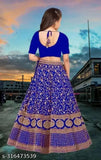 Girls blue satin embroidered Lehenga Choli set for parties, suitable for 3-15 years, free size