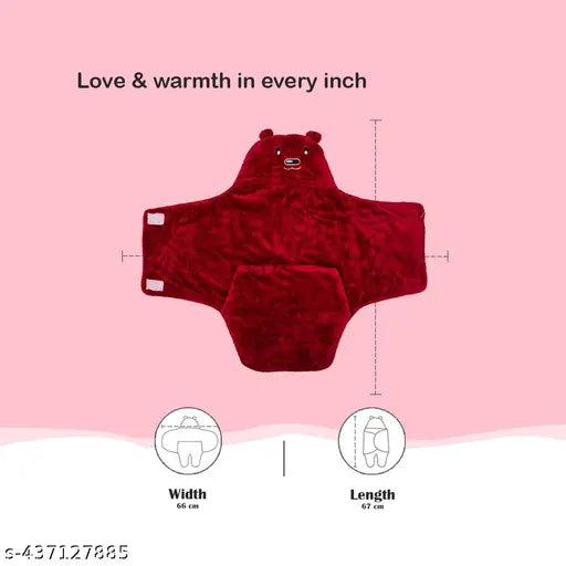 Maroon fleece AC blanket, lightweight and soft for baby wrap or sleeping bag (66x66 CM)