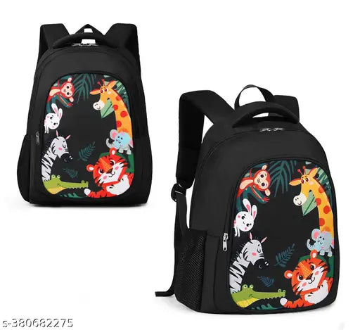 Black Frantic waterproof polyester school backpack with pencil pouch, suitable for both boys and girls, ideal for school, picnics