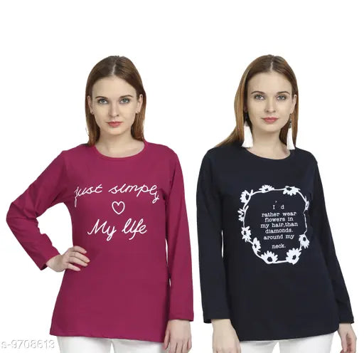Comfy elegant cotton women's top, printed net long sleeves, S-XXXL sizes available