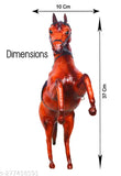 Brown leather rearing horse decorative showpiece, handcrafted by VMSK HandiCraft, measures 12" x 37 cm x 25 cm