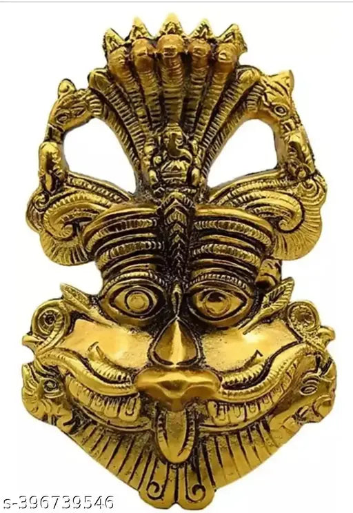 Brass Keerthi Mukudu artifact, intricate Indian handicraft showpiece of Kirthimukha idol
