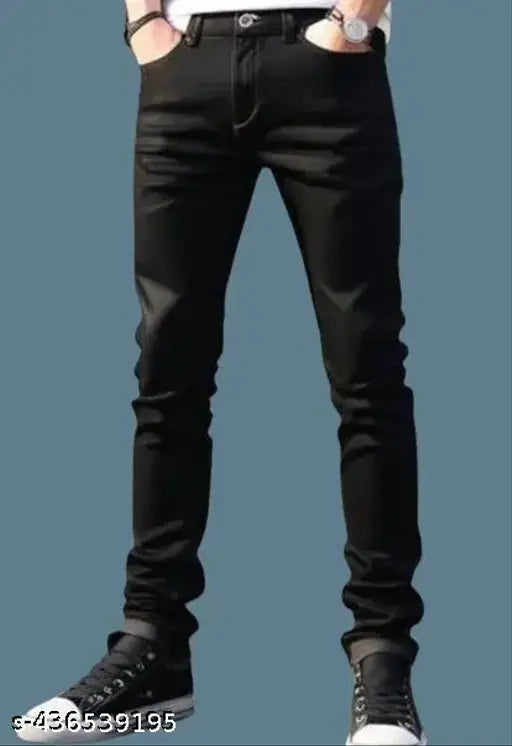 Men's black denim relaxed fit jeans with checked pattern, Clubrocks brand, available in sizes 28, 30, 32, 34, and 36 (waist: 28-41in, length: 41in, hip: 35-43in). Made in India