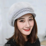 Warm, colorblocked wool acrylic beanie cap - PinKit women's winter skull hat, free size from India