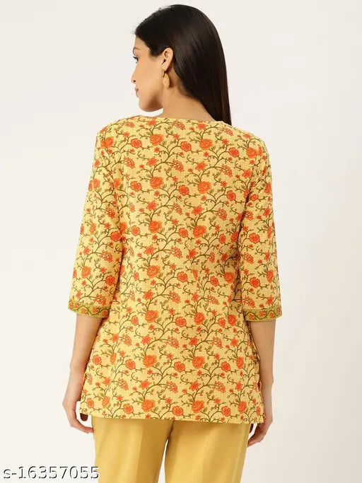 Indian-made cotton sleeveless top & 3/4th sleeve jacket, sophisticated printed pattern for women's formal wear