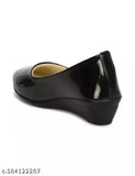 Black synthetic leather slip-on ballerinas for women by MAHI & LOOKS, stylish footwear for bellies