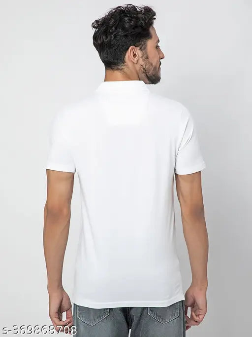 White 100% pure cotton Quco polo shirt, ultra-soft and textured with short sleeves and a pocket, perfect for casual wear