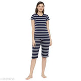 Multicolor printed cotton blend women's nightsuit, skin-friendly with short sleeves, Made in India