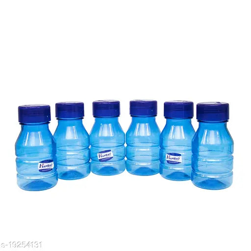 Blue plastic kids water bottles, pack of 6 from India