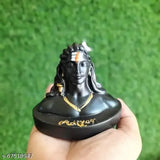 Black ceramic Shiva idol, handcrafted decorative murti for car dashboard, 5x4x3 inches