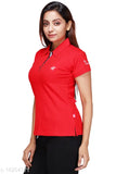 Trendy cotton short sleeves embroidered net t-shirt for ladies, size XXL from India