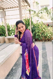 Georgette printed party wear saree under 400, soft and trendy Indian fashion accessory on display