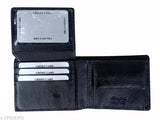 Black genuine leather RFID-blocking wallet for men, 2 compartments, suitable for old and new Indian currency