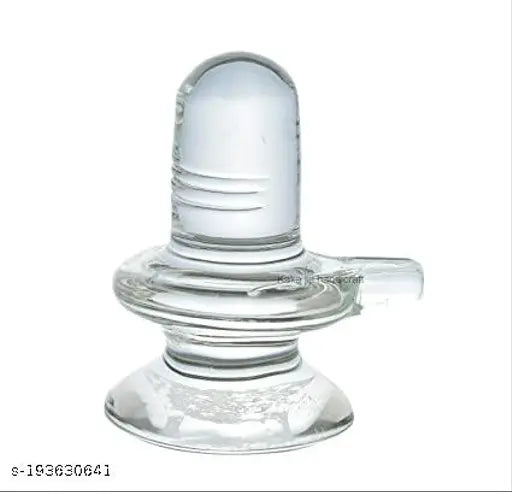 Pure white glass sphatik Shivling decorative showpiece for spiritual environment, 5cm height