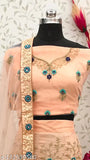 Peach net lehenga choli with exquisite embroidery work - perfect for weddings and special occasions, free size with 2.5m dupatta length