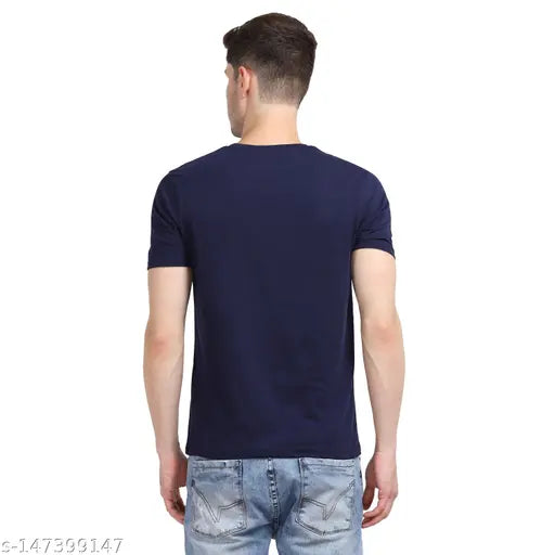 Navy and White cotton round neck regular t-shirt combo for men (Pack of 2), solid design, short sleeves, made in India