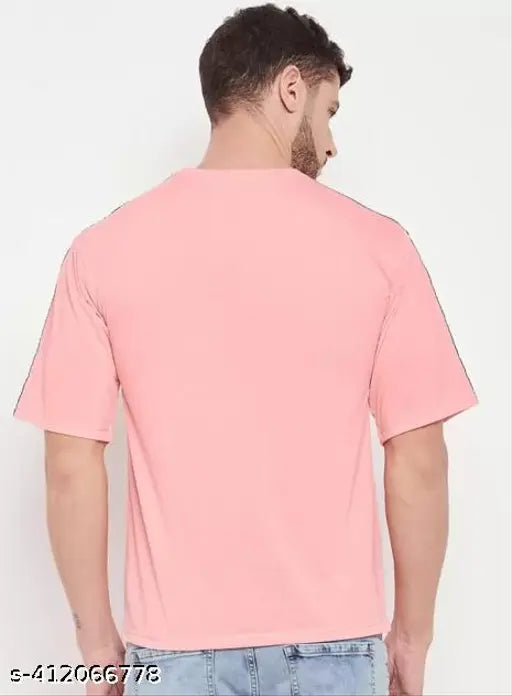 Multicolored men's polyester T-shirt, short sleeves with printed net pattern, size M & L, India origin