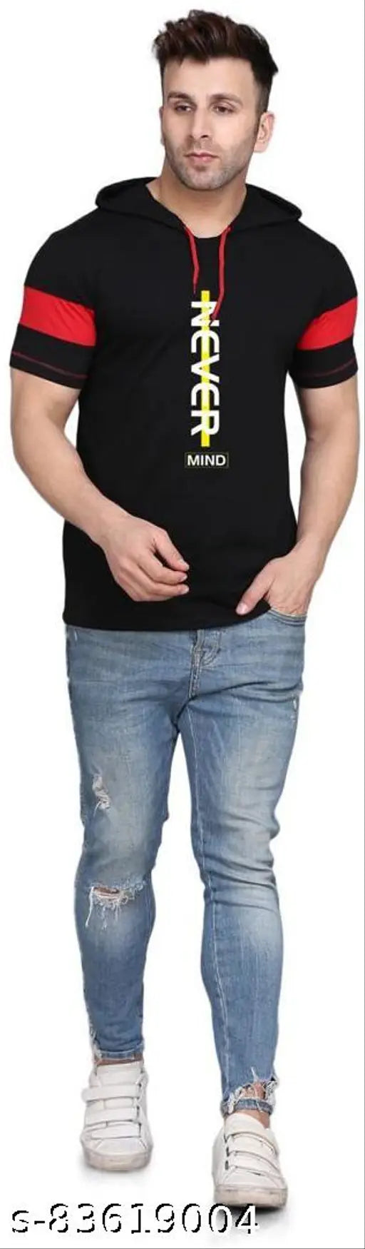 Cotton blend, printed Slowloris hoodie for men, rich biowashed design on Indian-made t-shirt
