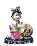 Handcrafted resin Bal Gopal Krishna Makhan Chor statuette, vibrant multicolor - 6 inch