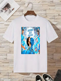 Indian Cricket Team cotton blend t-shirt, printed with net pattern and short sleeves, featuring Virat Kohli design