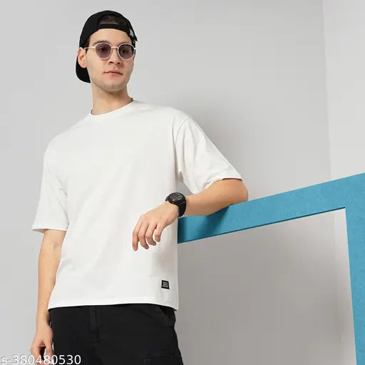 Oversized pure cotton t-shirt in solid color, perfect for modern men's wardrobe, made in India