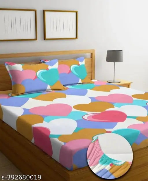 White, superfine cotton king-size bedsheets with 2 pillow covers for double bed, ideal for summer. Romantic pattern." (119 characters)