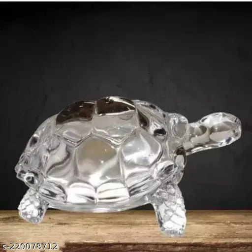 ABS crystal tortoise/turtle Kachhua with glass plate for Vastu, Feng Shui, best gift promoting career, good luck, and wealth