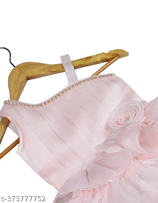 Stylish satin sleeveless embellished net knitted party dress for girls, size 1-5 years