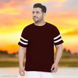 Men's plus size round neck short sleeve cotton T-shirt, premium quality, colorblocked design, ideal for layering or casual wear