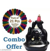 Handcrafted resin Lord Adiyogi statue, Mahadev Shiv Adi Shankara incense holder with 21 backflow incense cones, Indian decorative showpiece