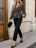Printed lycra long-sleeved women's jumpsuit (S: 36-36-36, M: 38-38-38), modern & comfortable, India origin