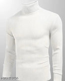 White polycotton high-neck turtle neck, cozy elegance design for winter, long sleeves