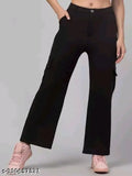 Women's solid cotton blend cargo pant, great for casual outings. 26" waist size and 37" length. Made in India