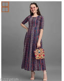 Women's multi-colored crepe A-line kurta with three-quarter sleeves, printed combo. Slimming crepe fabric in various sizes: S-5XL, originating from India
