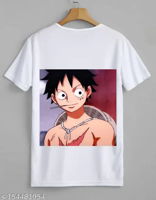 Trendy polyester men's t-shirt, short sleeves, printed anime design, India origin