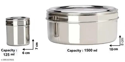 Stainless steel 7-piece ATROCK Masala Box set, 125ml capacity each, airtight spice container for Indian kitchen