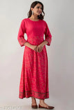 Pink rayon jall and butty dress, three-quarter sleeve Indian printed gown with various sizes M-XXXL
