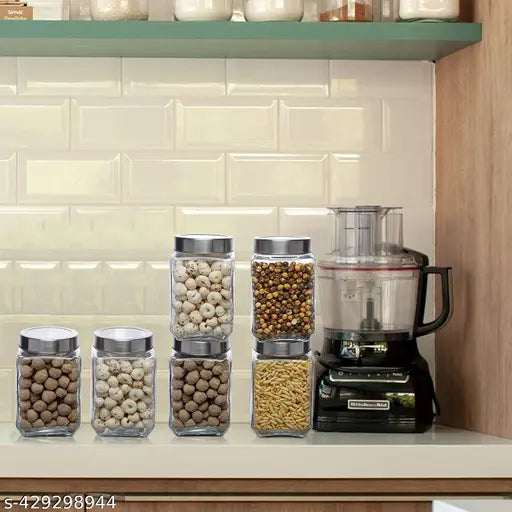 Eco-friendly glass containers, premium 1000ml airtight seal for kitchen storage (pack of 6)