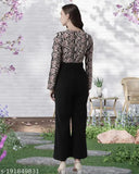 Fancy winter jumpsuit, printed net lycra jumpsuit with long sleeves, women's XS-XXXL sizes available, India-made fashion wear on model