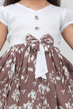 Rayon floral print ruffle trim belted toddler dress, gentle on sensitive skin, soft and comfortable for everyday wear