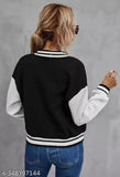 Fleece, stylish crop NY black bomber jacket for women/girls in sizes XS, S, M, L. Solid black bomber style on fashion mannequin